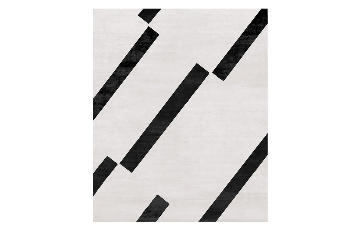 Esterzili EI150 Rug by Second Studio, showing closeup view of esterzili ei150 rug by second studio in cream & black.
