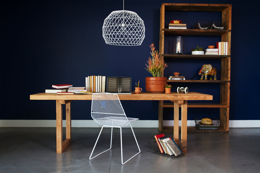 Ethel Side Chair by Bend, showing ethel side chair with table in live shot.