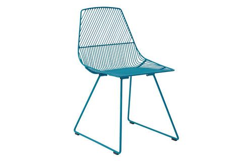 Ethel Side Chair by Bend - Peacock Blue Metal, No Fabric.