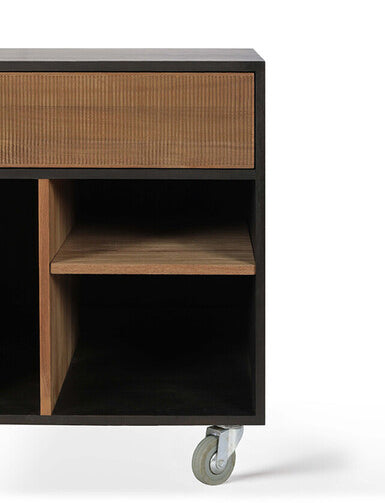 Oscar Drawer Unit by Ethnicraft, showing closeup view of teak drawer unit - 1 drawer.