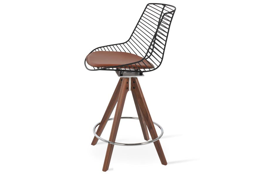 Tiger Pyramid Swivel Stool by SohoConcept, showing side view of tiger pyramid swivel stool.