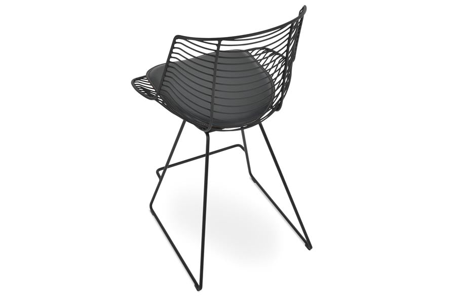 Tiger Wire Bar Stool by SohoConcept, showing back view of tiger wire bar stool.