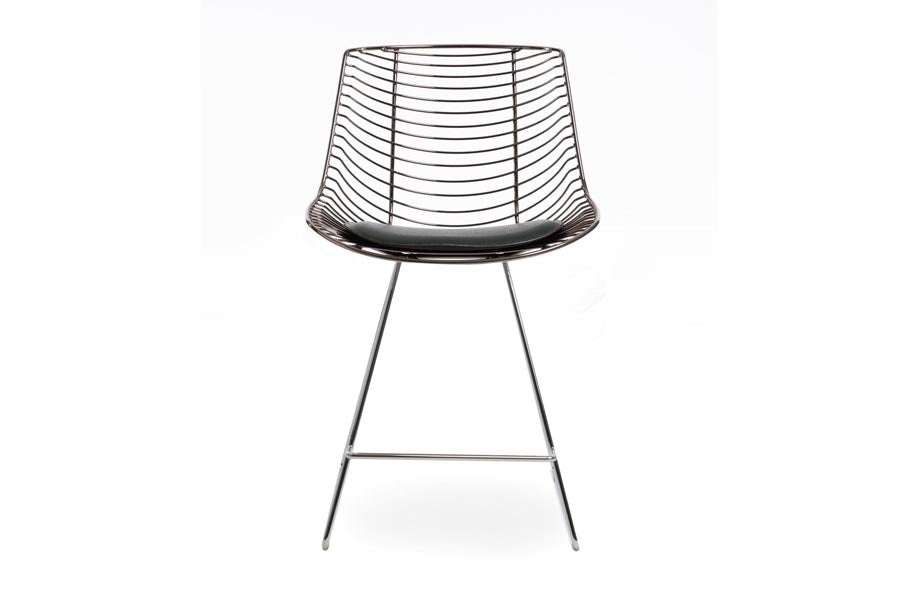 Tiger Wire Bar Stool by SohoConcept, showing front view of tiger wire bar stool.