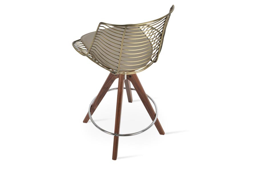 Tiger Pyramid Swivel Stool by SohoConcept, showing back view of tiger pyramid swivel stool.