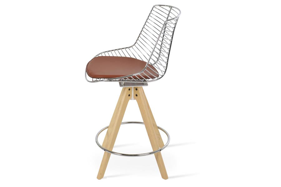 Tiger Pyramid Swivel Stool by SohoConcept, showing side view of tiger pyramid swivel stool.