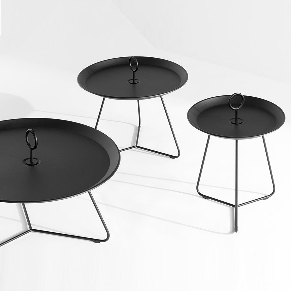 Eyelet Tray Table by Houe, showing eyelet tray table chair in live shot.