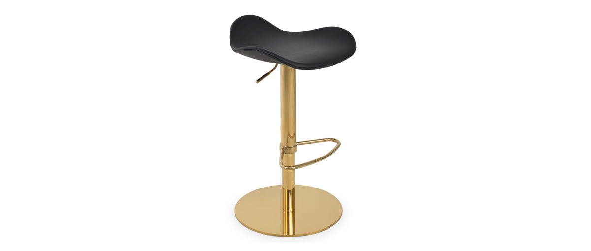 Falcon Half Piston Stool by SohoConcept, showing side view of falcon piston stool in brass gold, black ppm-s.