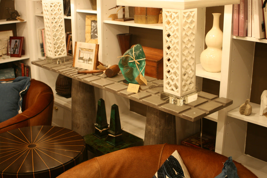 James De Wulf Fibonacci Locking Console Table by De Wulf, showing fibonacci locking console table in live shot.