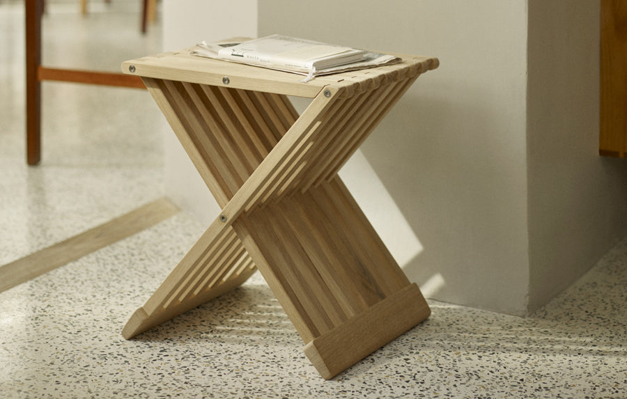 Fionia Stool by Skagerak, showing fionia stool in live shot.