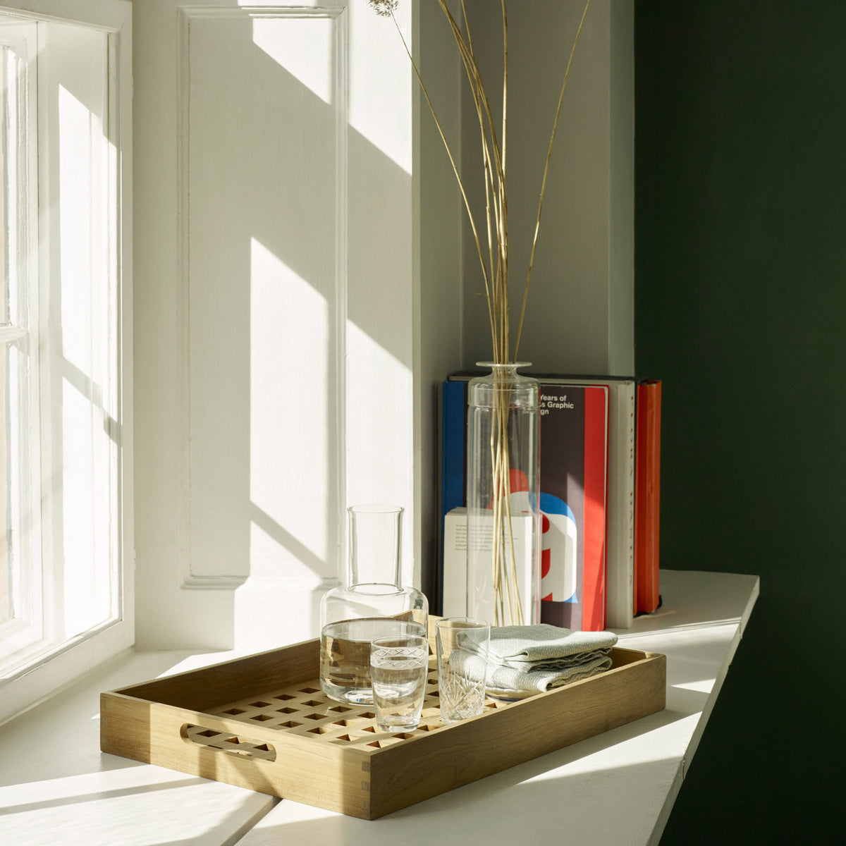 Fionia Tray by Skagerak, showing fionia tray in live shot.
