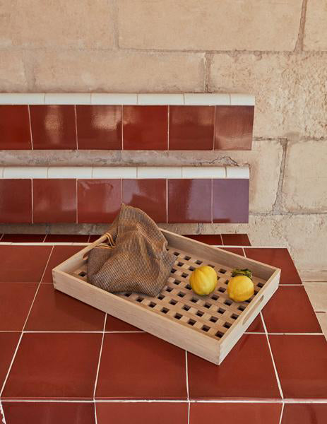 Fionia Tray by Skagerak, showing fionia tray in live shot.