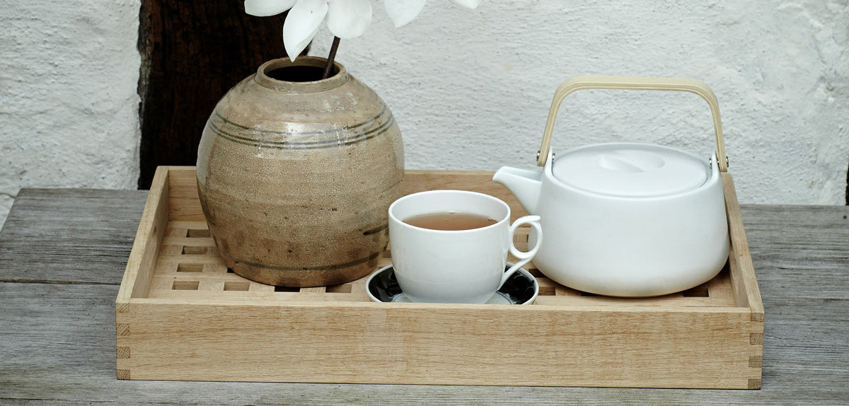 Fionia Tray by Skagerak, showing fionia tray in live shot.