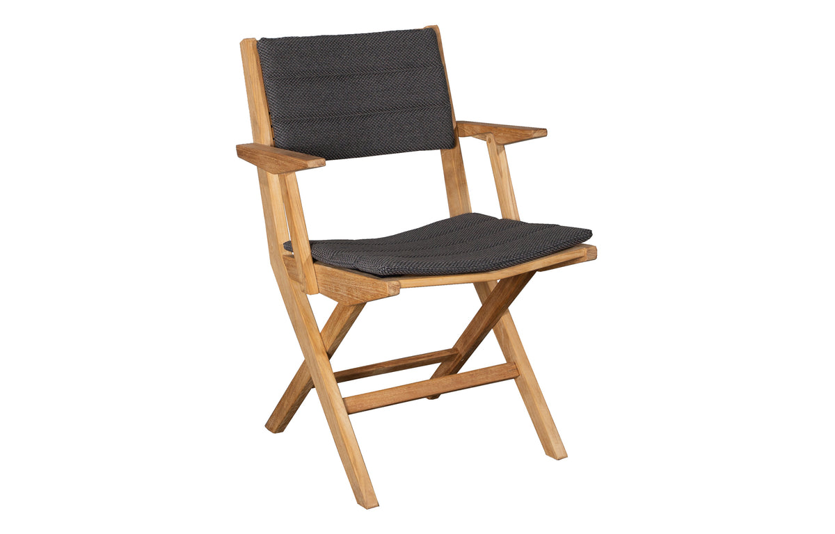 Flip Folding Teak Dining Armchair by Cane-Line - Dark Grey Focus Cushion Set.