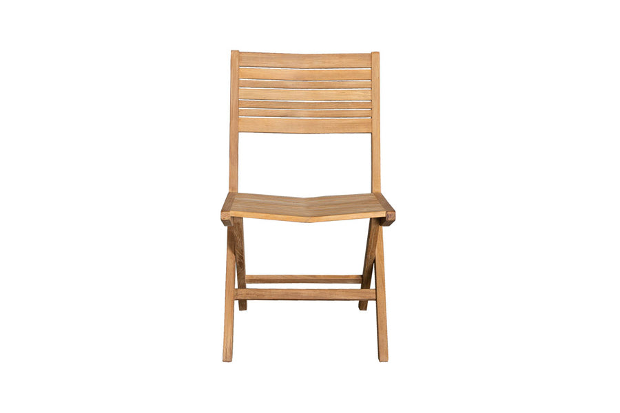 Flip Folding Teak Dining Chair by Cane-Line, showing front view of flip folding teak dining chair.