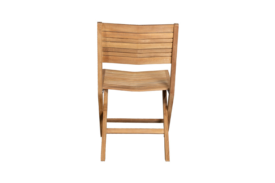 Flip Folding Teak Dining Chair by Cane-Line, showing back view of flip folding teak dining chair.