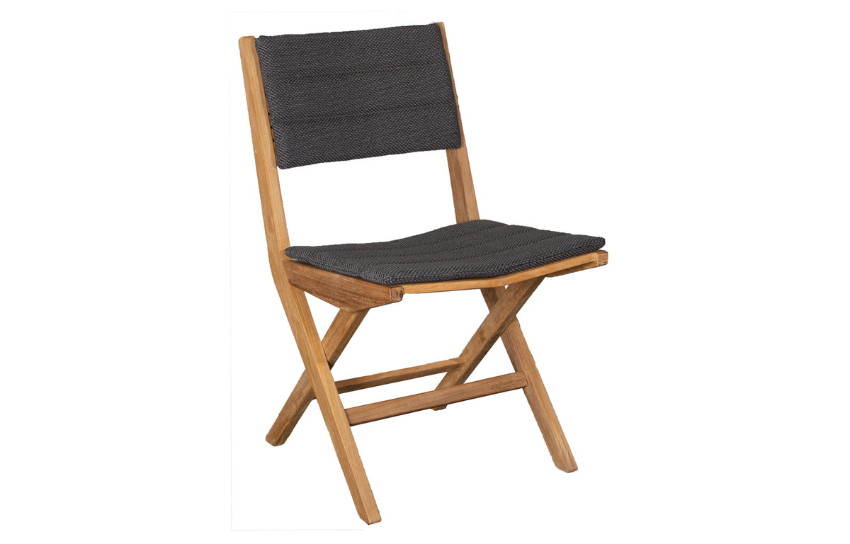 Flip Folding Teak Dining Chair by Cane-Line - Dark Grey Focus Cushion Set.