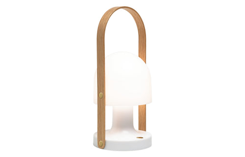 Followme Plus Table Lamp - White Matte/Oak Wood.