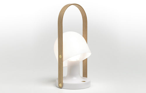 Followme Table Lamp by Marset - White Matte/Oak Wood.