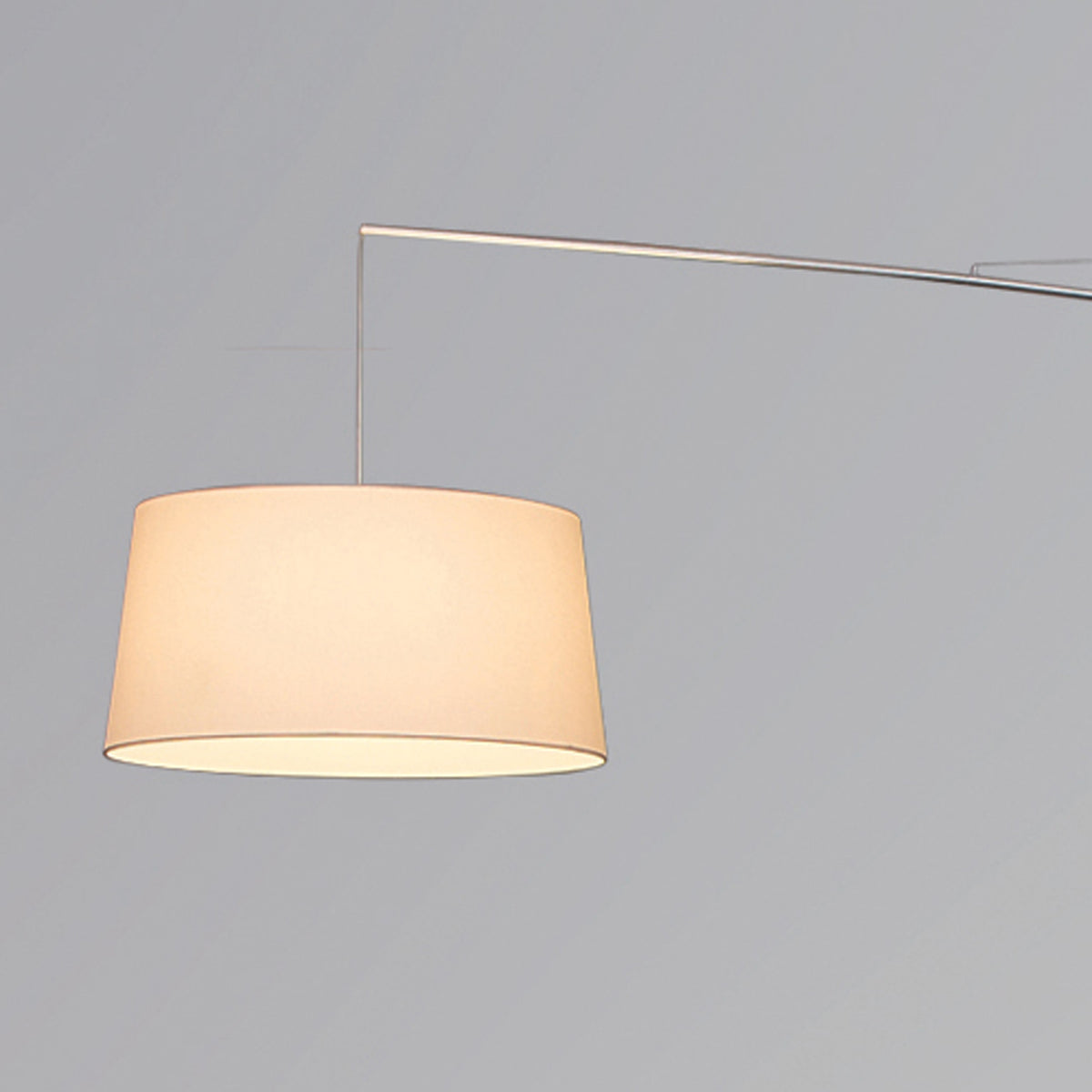 Fons Floor Lamp by Cerno, showing closeup view of white linen shade fons floor lamp in live shot.
