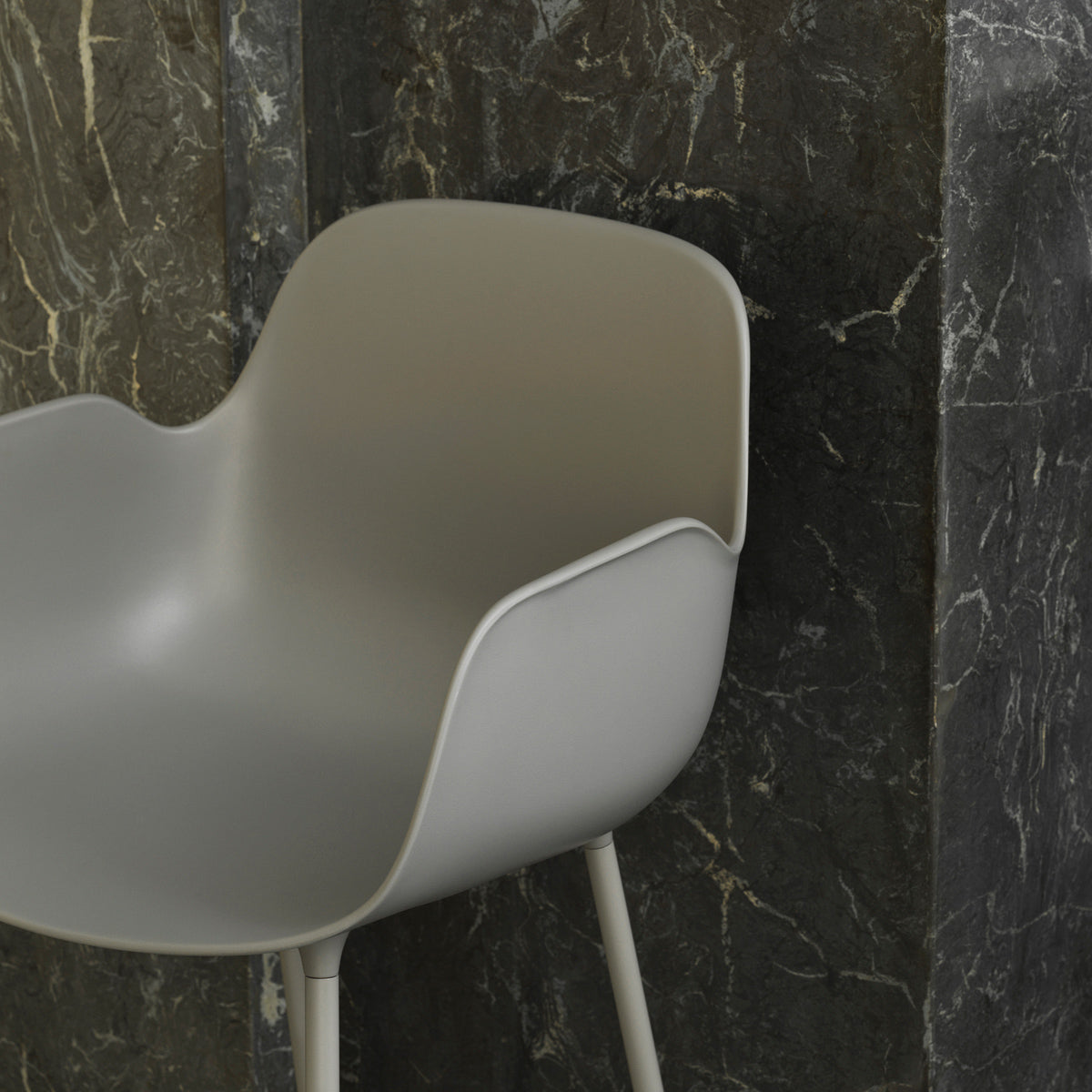 Form 39" High Bar Armchair by Normann Copenhagen, showing closeup view of form 39" bar armchair in live shot.