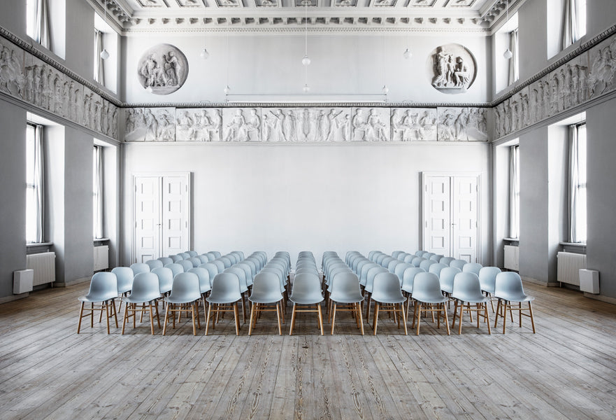 Form Chair by Normann Copenhagen, showing form chairs in live shot.