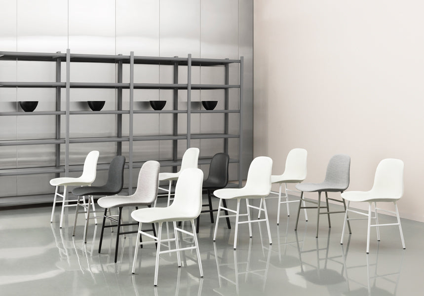 Form Chair by Normann Copenhagen, showing form chairs in live shot.