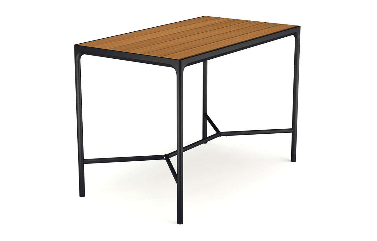 Four Outdoor Bar Table by Houe - 63" x 36", Bamboo Wood.