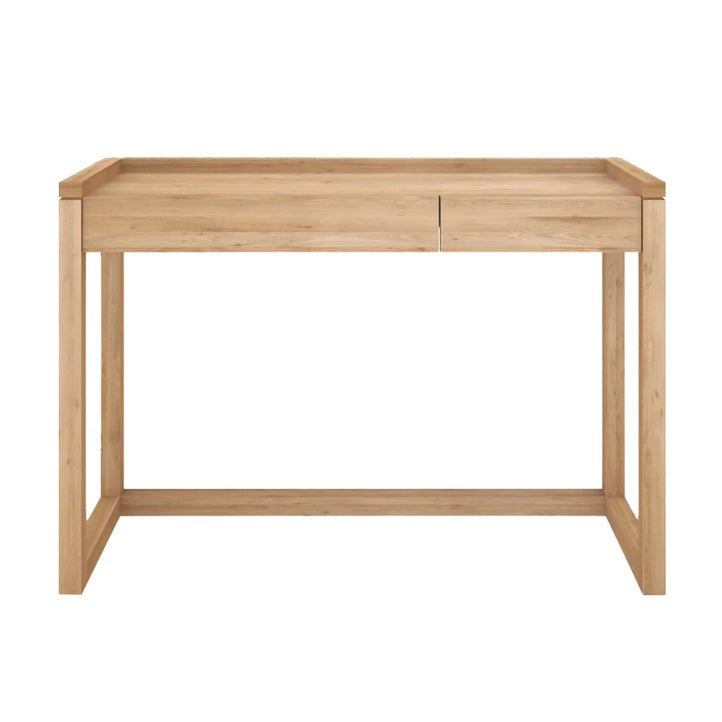 Frame Desk by Ethnicraft, showing front view of frame desk in oak wood.