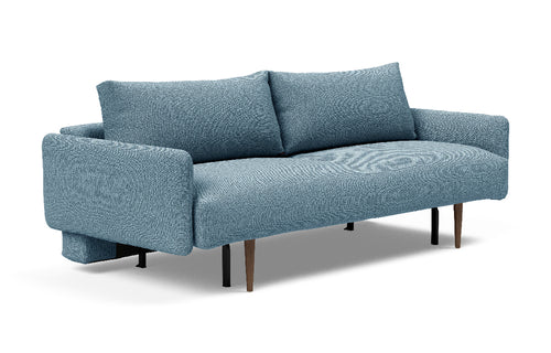 Frode Dark Styletto Sofa Bed Upholstered Arms by Innovation - 525 Mixed Dance Light Blue.