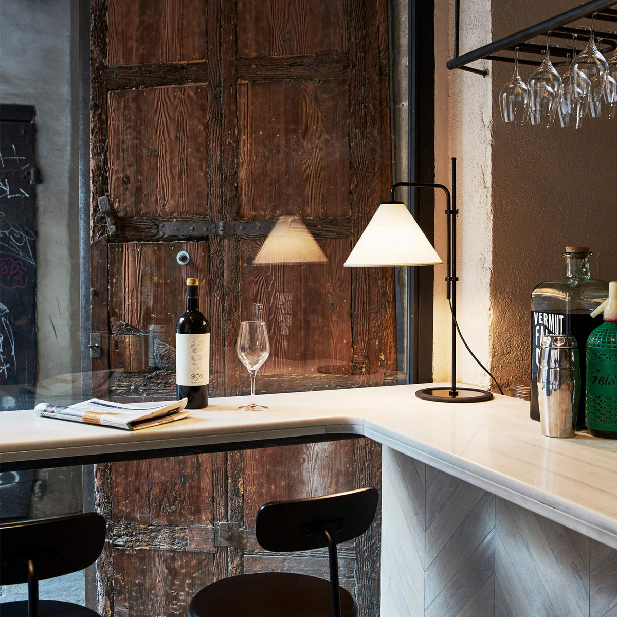 Funiculi S Fabric Table Lamp by Marset, showing funiculi s fabric table lamp in live shot.