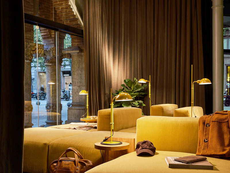 Funiculi S Table Lamp by Marset, showing funiculi s table lamps in live shot.