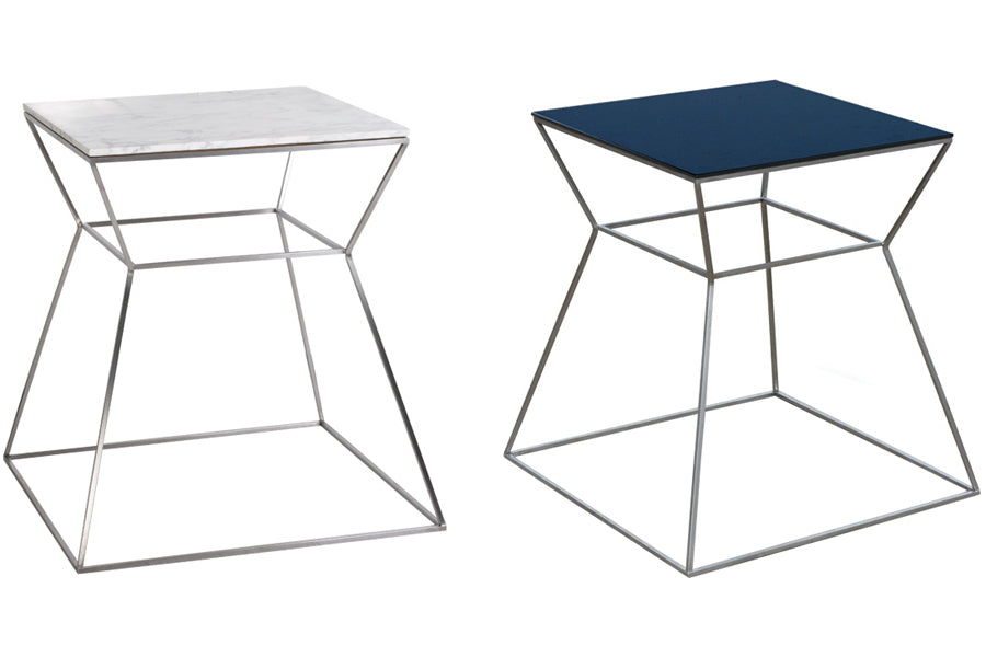 Gakko End Table by sohoConcept, shown in white marble & black glass.