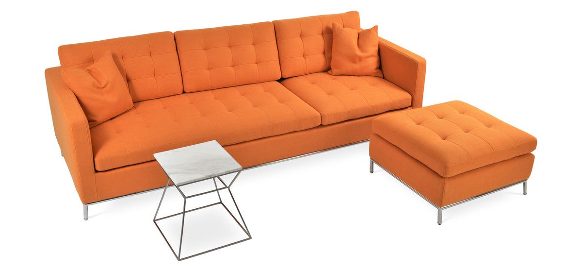 Gakko End Table by sohoConcept, showing end table with sofa & ottoman.