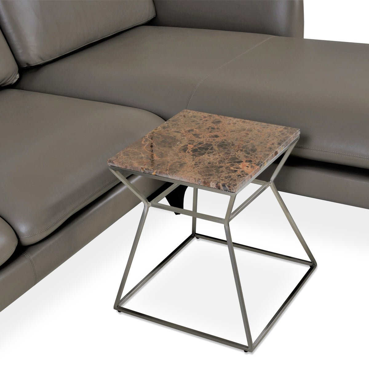 Gakko End Table by sohoConcept, showing end table with sofa.