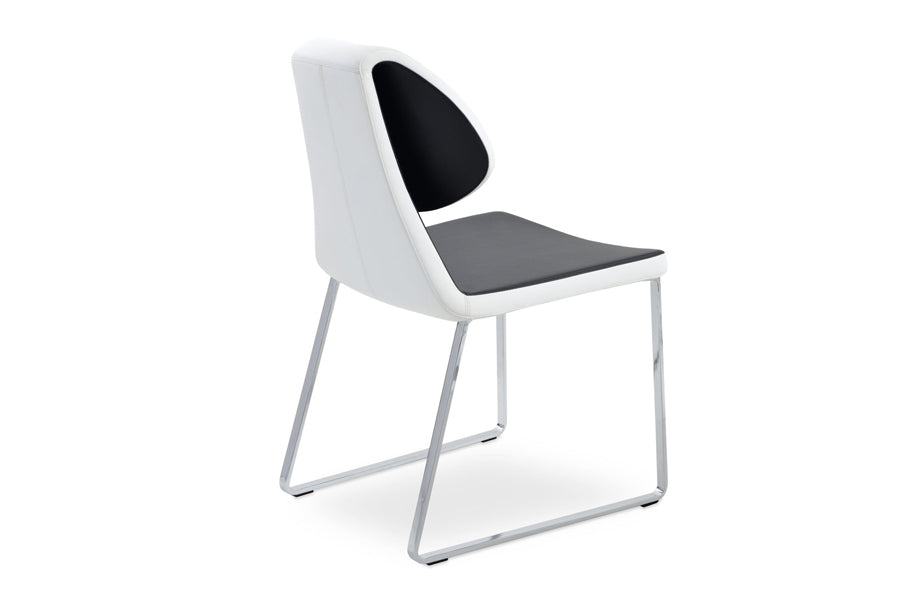 Gakko Slide Dining Chair by SohoConcept, showing back view of gakko sled dining chair in black & white ppm.