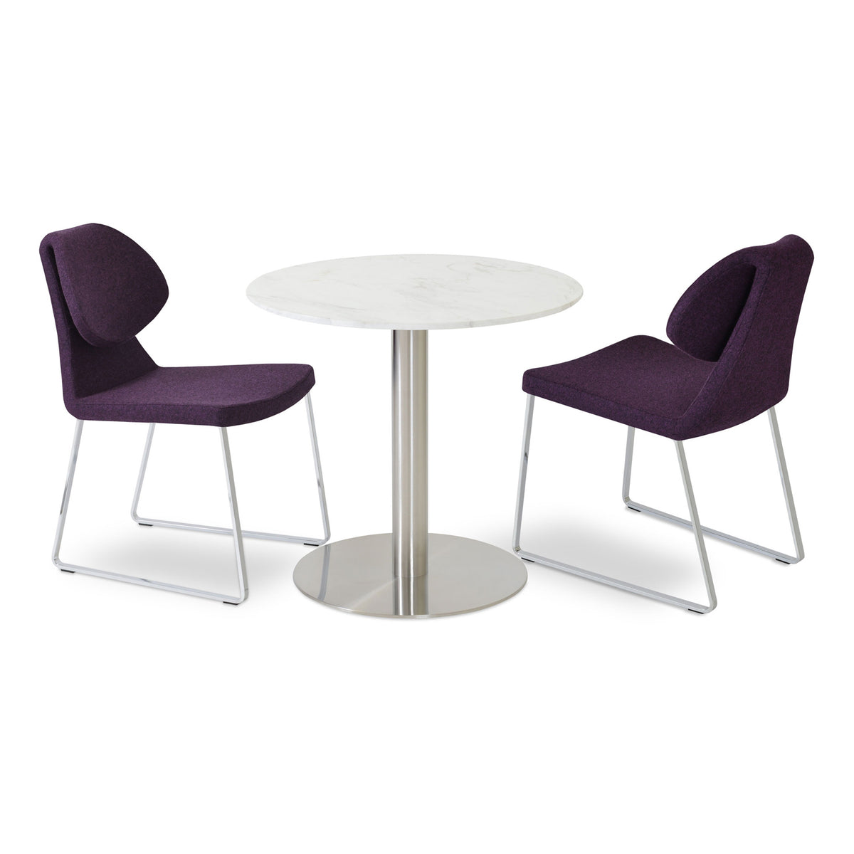 Gakko Slide Dining Chair by SohoConcept, showing different angles of gakko sled dining chairs.