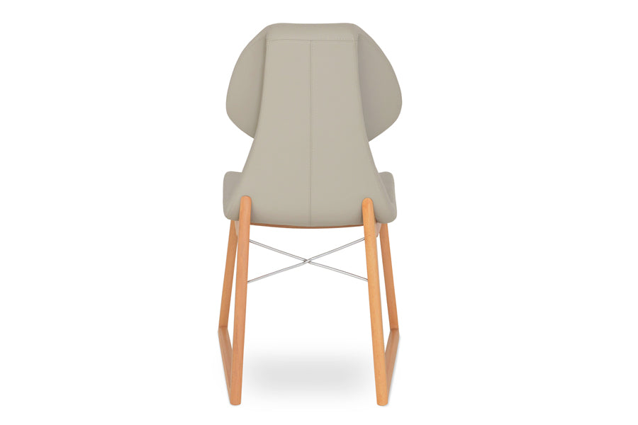 Gakko Wood Chair by sohoConcept, showing back view of chair in bone ppm with beech natural finish base.