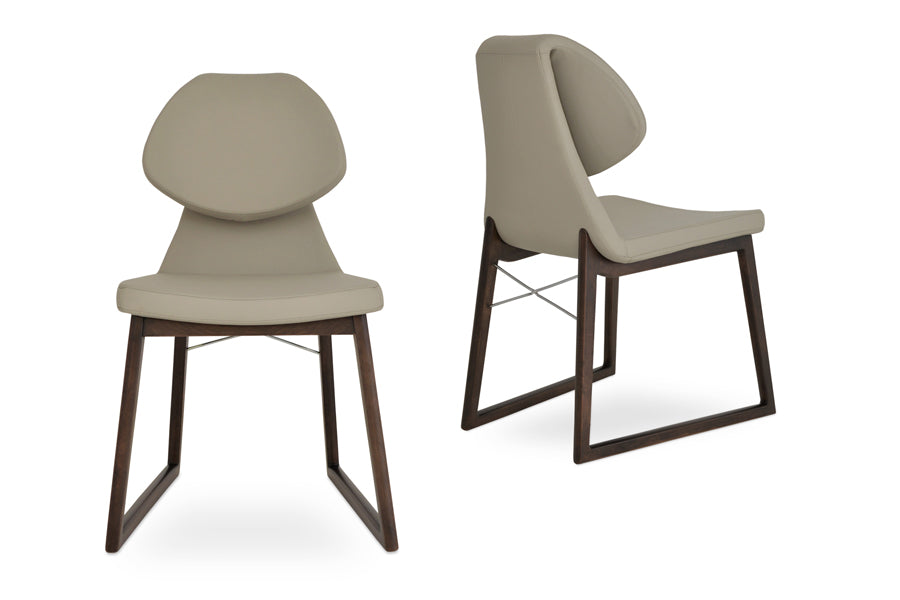 Gakko Wood Chair by sohoConcept, showing two chairs in bone ppm with beech walnut finish base.