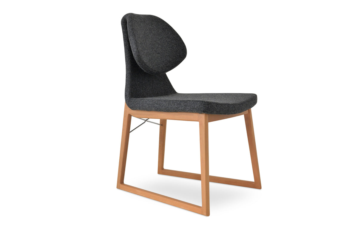 Gakko Wood Chair by SohoConcept - Natural Ash Wood, Camira Blazer Dark Grey Wool.