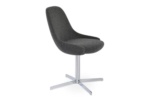 Gazel 4 Star Swivel Chair by SohoConcept - Chrome Finish, Camira Blazer Dark Grey Wool.