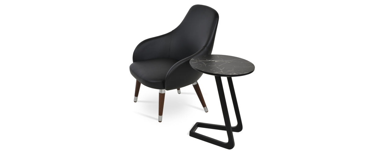 Gazel Arm Lounge Wood Chair by SohoConcept, showing arm lounge wood chair with table.