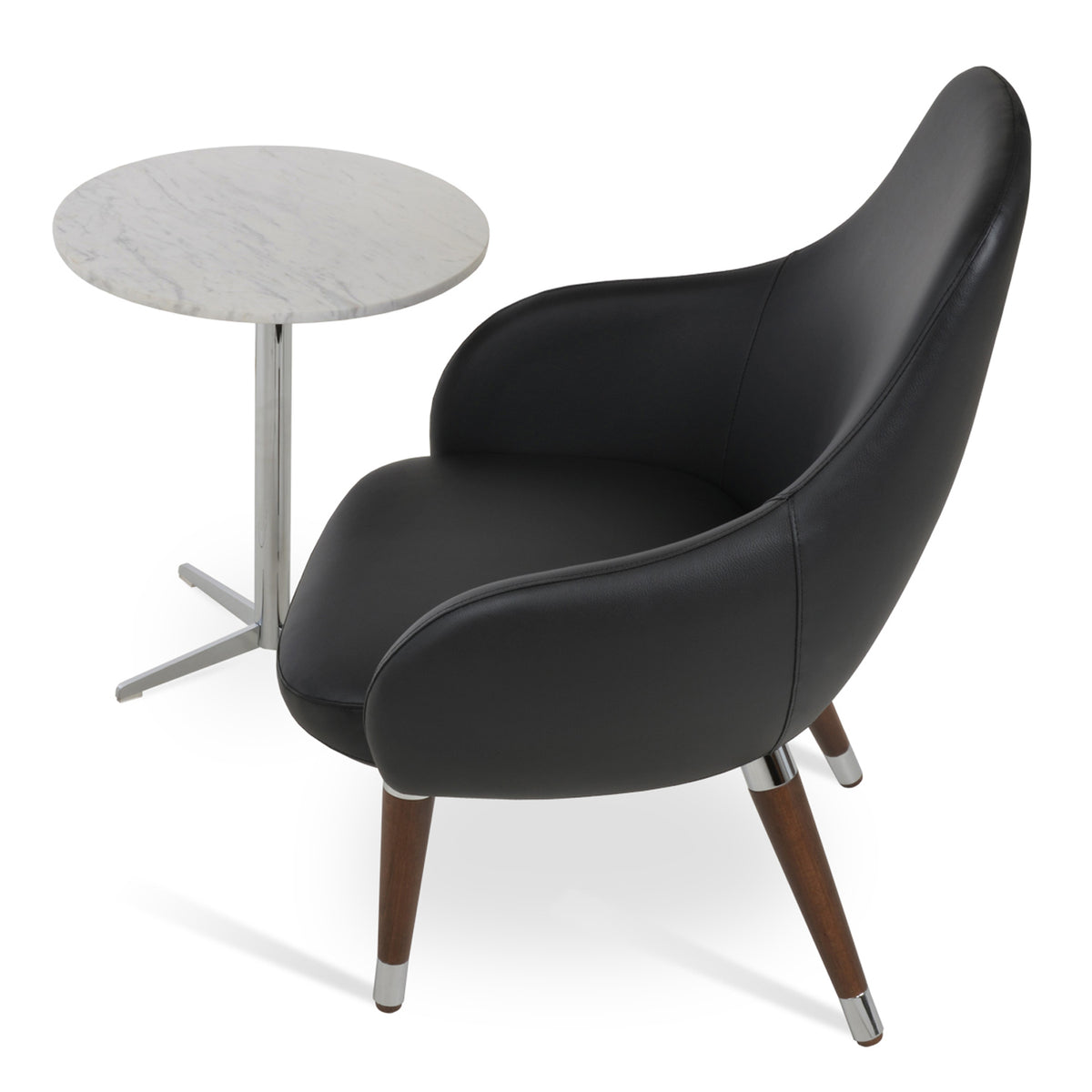 Gazel Arm Lounge Wood Chair by SohoConcept, showing arm lounge wood chair with table.