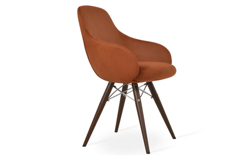 Gazel Arm MW Dining Chair by SohoConcept - Walnut Veneer Steel, Cognac Nubuck Fabric