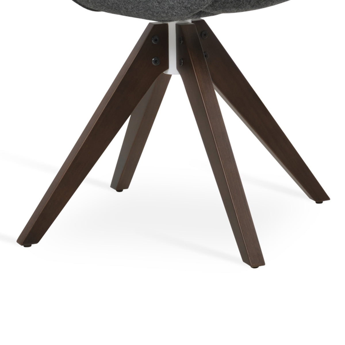 Gazel Arm Pyramid Swivel Dining Chair by SohoConcept, showing closeup view of arm pyramid swivel dining chair.