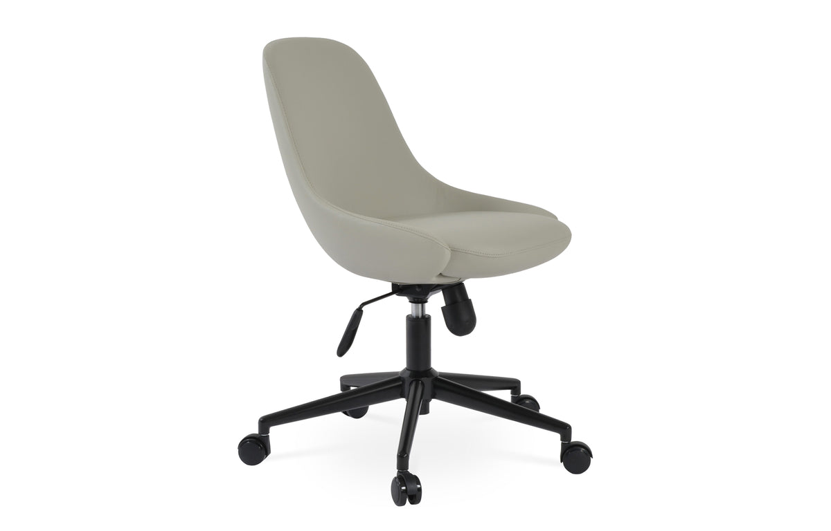 Gazel Office Chair by SohoConcept - Without Arms, Black Paint Steel, Light Grey Leatherette