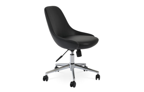 Gazel Office Chair by SohoConcept - Without Arms, Chrome Plated Steel, Black Leatherette