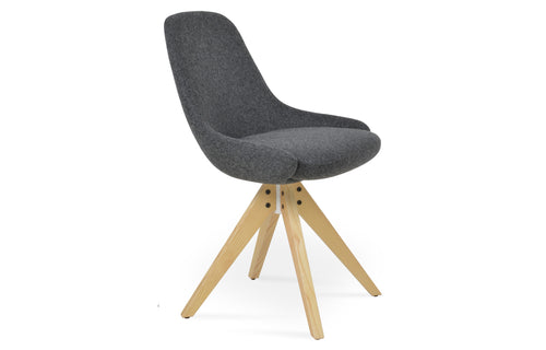 Gazel Pyramid Swivel Dining Chair by SohoConcept - Natural Ash Wood, Camira Blazer Dark Grey Wool