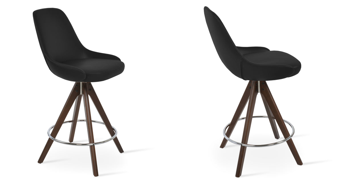 Gazel Pyramid Swivel Stools by SohoConcept, showing counter/bar pyramid swivel stools together.