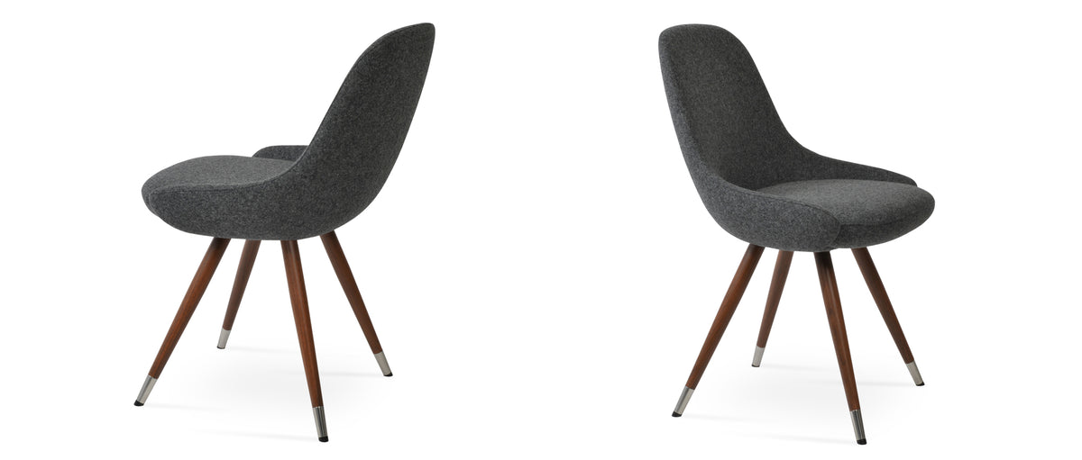 Gazel Star Chair by SohoConcept, showing two star chairs in camira blazer dark grey wool with black powder steel base.