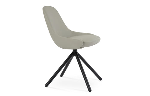 Gazel Stick Swivel Chair by SohoConcept - Black Painted Steel Tube, Light Grey Leatherette.